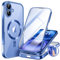 BERFY Magnetic for iPhone 16 Case, Compatible with Magsafe, Built-in 9H Tempered Glass Screen Protector & Upgraded Camera Protection, Full Body Plating Shockproof Phone Case for 16 6.1, Clear Blue
