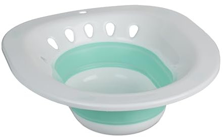 Relaxdays Sitzbad für Toilette, faltbar, Sitzbadewanne HBT: 12x36x39 cm, WC-Einsatz Intimpflege, Kunststoff, weiß/türkis