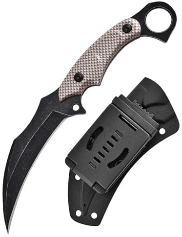 Joa Tragbares Jagdmesser, Gürtelmesser mit Kydex-Scheide, Feststehend Outdoor EDC Messer Neck Knife Campingmesser