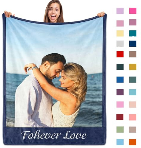 ROHBVMN Personalisierte Decke mit Foto- und Textdruck,Decke personalisiert babydecke, kuscheldecke personalisiert für Freundin, Freund,Ehemann, HD-Druck Foto-Decke fotodecke selbst gestalten