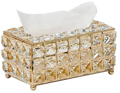 CHENGZI Caja de pañuelos de cristal de estilo europeo para sala de estar, luz creativa, caja de pañuelos de lujo para mesa de comedor