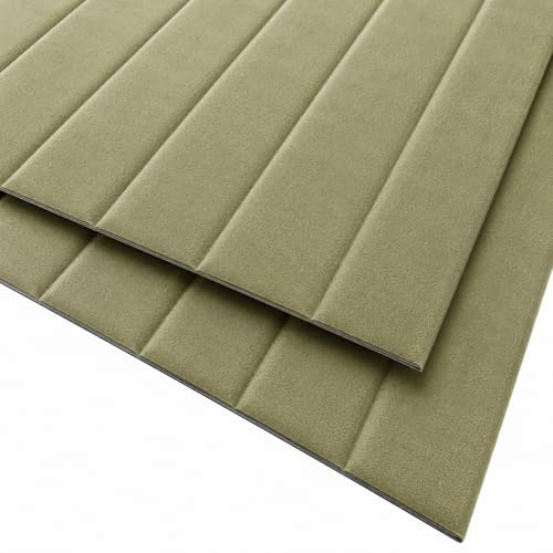 HOOZ® 3D Wandpaneele Selbstklebend [SAMTOPTIK] – Gepolsterte Wandverkleidung zum Kleben – Moderne Wandgestaltung für Wohnzimmer, Schlafzimmer, Büro & Gastronomie – 69 x 277 cm, Breit gerippt Grün