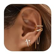 Dochais 3 Pezzi Ear Cuff Orecchini Donna Oro Senza Buco Set Earcuff Regolabile Ipoallergenici Piercing Finti Orecchio Donna Ear Cuff Wrap Orecchini Non Piercing Earcuffs Clip Orecchio per Ragazze B
