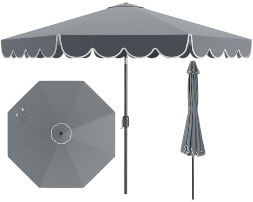 COSTWAY 300 cm parasoll, trädgårdsparaply med vev och volang, böjbar på båda sidor 35°, terrassskärm med 8 spröt, marknadsparaply för balkong, trädgård, terrass