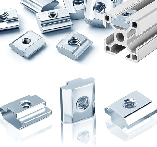 HXJDAM 25 piezas de tuercas M6 ranura 8, elemento M6 tipo B 40 x 40, tuerca deslizante en T de acero al carbono para 40 ranuras de extrusión de perfil de aluminio, norma europea