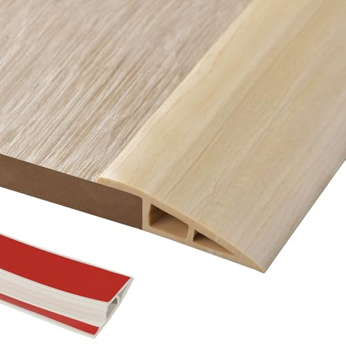 1M PVC Rubber Wheelchair Ramp Self Adhesive,Threshold Reducer,Door Floor Transition Strip,Butt Up Threshold-Moldings Trim for Doorways Carpet Floor Tile Edge(Natural Wood Grain,1cm)
