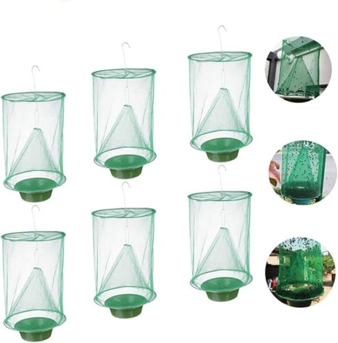 6 Pack Piège à Mouches Garden Ranch Orchard Trap, Ranch Fly Trap Fly Trap Flay Catcher, Le piège Le Plus Efficace jamais fabriqué avec des Pots de Fleurs Attrape-Fleurs