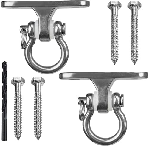 WWFFEN 2 Stück Deckenhaken Schwerlast, Traglast 453 KG Edelstahl Schaukelhaken Set Holzbalken Deckenhalterung Aufhängung Hängematten, für Hängesessel Boxsack Schaukeln Yoga