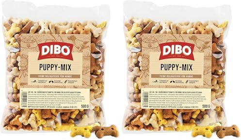 DIBO Puppy-Mix Sachet de 500 g de Produits de Boulangerie pour Aliments sains et naturels pour Chiens Barf B.A.R.F Friandise Biscuits pour Chien (Lot de 2)