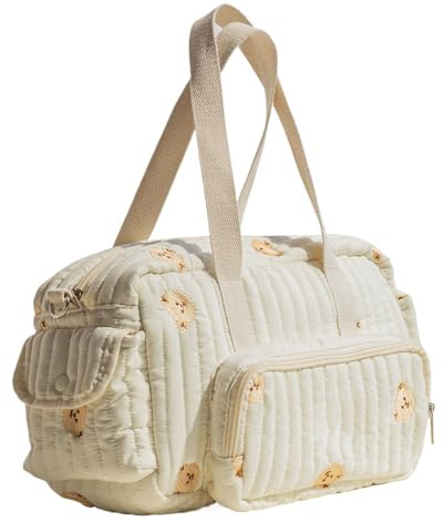 Skötväska, med flera organiserade fack, 30 x 12 x 18 cm, söt blöjväska, quiltad duffelbärare, lätt tyg, för kvinnor, mamma, fru, dotter, son, pojkar, flickor
