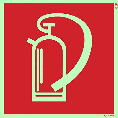 Symbolschild Feuerlöscher Orig. ANDRIS® DIN, BGV A8 Kunststoffplatte nachleuchtend + selbstklebend 150x150mm