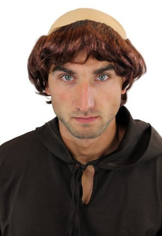 Perruque de prêtre médiévale, de monastère, tonsure, idéal pour Halloween Carnaval 739-P33