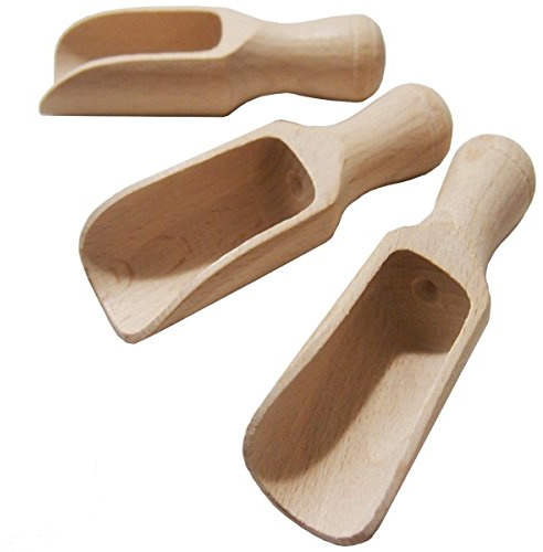 efo Ensemble de 3 Petites Cuillères en Bois - Cuillères en Bois Polyvalentes - Pelles à Sel et à Épices en Bois – Cuillère à Sel de Bain Rustique - Cuillère à Graines en Bois - petite taille 3 x 8cm