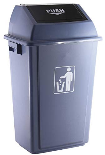 Q-Connect Papelera Contenedor Plástico Con Tapa De Balancín 58 Litros Gris 470x330x760 Mm