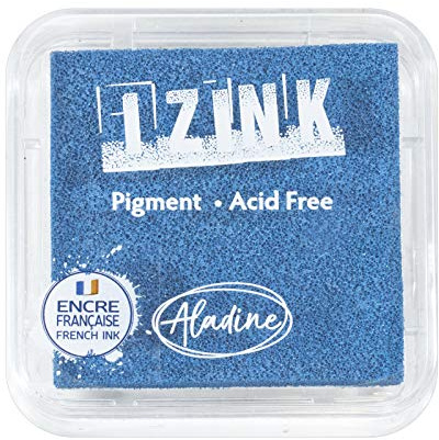 Aladine Stempelkissen Izink Pigment Stempelfarbe - Stempelkissen Classic schnelltrocknend – Scrapbooking, Embossing und kreative Kartengestaltung – Größe 5x5cm (Classic Aqua)