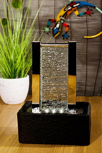KÖHKO® Zimmerbrunnen Cha Cha 25001 Dekobrunnen Tischbrunnen mit LED-Beleuchtung