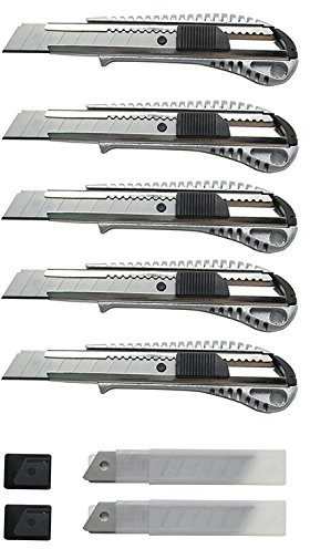 5 Alu Cuttermesser 18mm + 20 Ersatzklingen Druckguss Teppichmesser Cutter