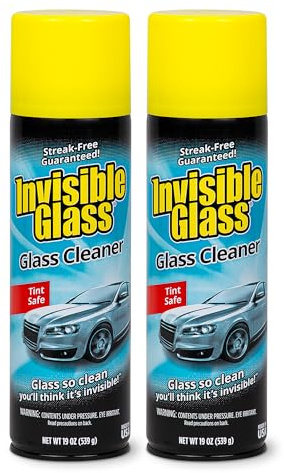 Invisible Glass 91164-2PK Premium Aerosol Glass Cleaner Spray for Car Windshields and Windows, Automotive and Home Window Cleaner, Streak-Free, Ammonia-Free, Tint-Safe – 19 oz (Pack of 2)