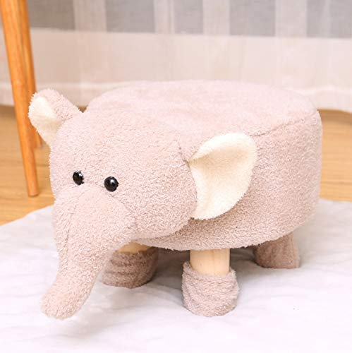 XBSLJ Repose-Pieds Animaux Tabouret Animal portatif pour Enfants, Banc de Chaussure de Changement de Repose-Pied Lavable, Repose-Pied Animal avec éléphant de Jambes en Bois Massif