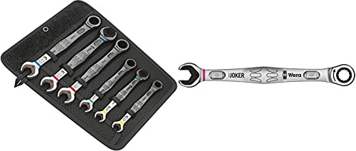 Wera Joker Combination Double Open-Ended Wrench Set, 6pc, 05020022001 & Joker Combination Ratchet Spanner, 8 mm, 05073268001