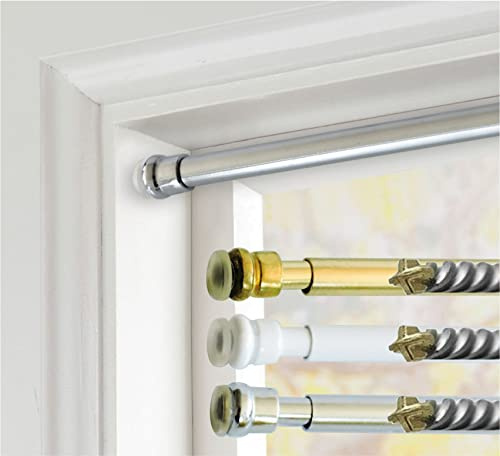 GLOBAL CORPORATION ASTINE A MOLLA PER TENDA A VETRO BIANCO ORO ARGENTO BACCHETTE ESTENSIBILE BASTONCINI A PRESSIONE PER TENDE TENDAGGI REGGITENDE A FINESTRA BASTONE (36 a 60 cm, ORO)