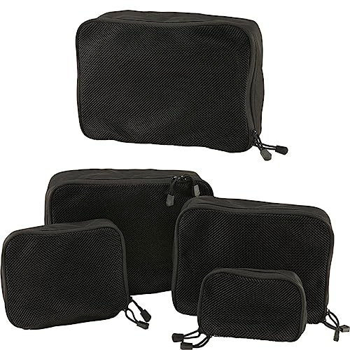 Brandit US Cooper Packing Cubes (black) für Reisen und Outdoor-Abenteuer, 4-teiliges Taschenset für Kleidung, Schuhe und Ausrüstung, platzsparender Gepäck-Organizer für Rucksack und Koffer