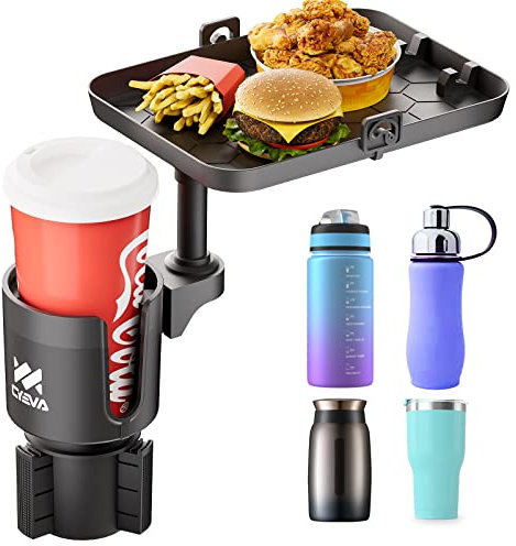 CYEVA Car Cup Holder with a Detachable Food Tray, Cup Holder Expander Fits Bottles or Coffee Cups with a Diameter of 3.4-4 inches Adjustable insert base of 2.5-3.75 inches