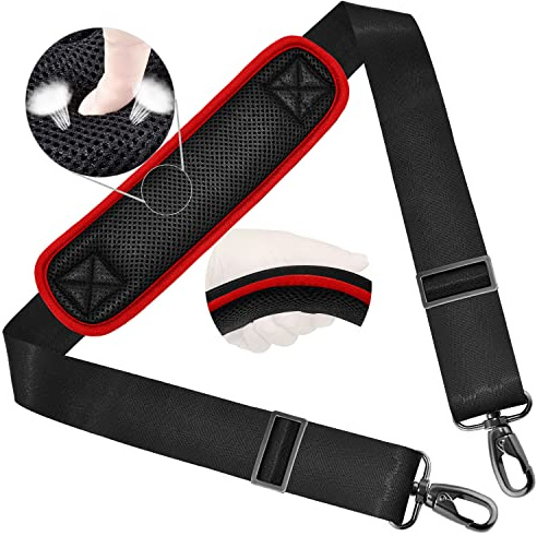 ZINZ Correa de Hombro 58 con Almohadilla Fija Gruesa,Borde Del Vino | Hebillas Dobles, Ganchos Metal, Cómodo & Duradero, Para Portátiles, Bolsas & Bolsas Deportivas