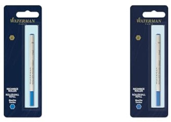 Waterman Ersatzmine für Tintenroller | feine Spitze | | Blaue Tinte | 1 Stück (Packung mit 2)