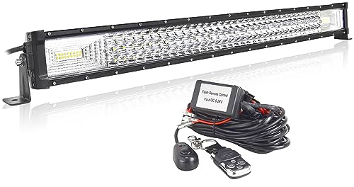 AUXTINGS 82 cm Barre Lumineuse Droite 405W Feux Antibrouillard LED avec 12V télécommande stroboscopique Kit de câblage 6000K 3 Rangées Etanche LED Projecteur pour Voiture Camion Tracteur 4X4,IP67