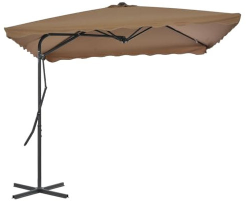 ZQQLVOO Sichtschutz Balkon Seitenwand Balkon Sichtschutz Sonnenschirm mit Stahlmast 250 x 250 cm Taupe Geeignet für Terrasse Garten im Freien