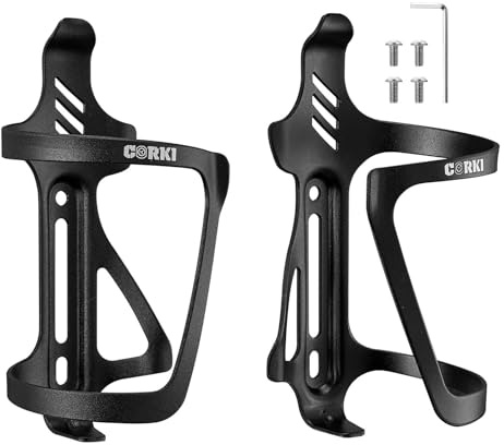 Corki Cycles Fahrrad Flaschenhalter, rechts und Links Slide-Entry Fahrrad Trinkflaschenhalter für Rennrad, MTB, Gravel Bike und E-Bike, Aluminium, Schwarz, 2Pack Set