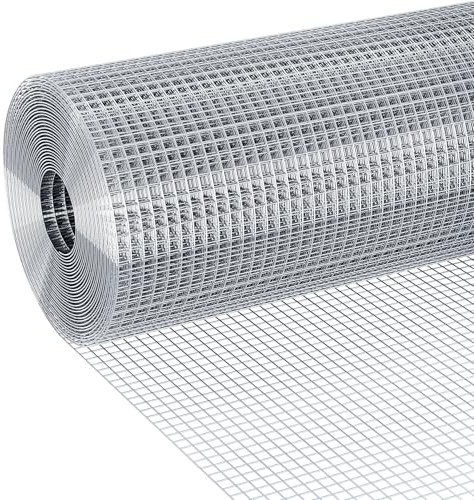 Potnet 19 Gauge Hardware Cloth 1/2 inch 24 x 100 ft Welded Chicken Wire Mesh Roll, for Rabbit Hutches, Chicken Coops, Tree Guard, Wire Fence Roll, Hardware Mesh