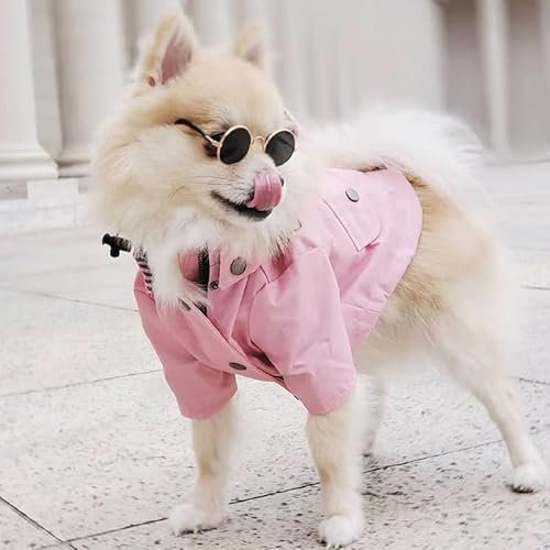 SARUEL Wasserdichter Hundemantel Für Kleine,Mittelgroße Und Große Hunde,Winddichte Jacke,Hunderegenmantel,Hundesport-Kapuzenpullover,Haustierkleidung,Rosa,S