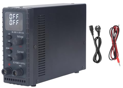Fuente de Alimentación de CC de 150W, Fuente de Alimentación de Banco de CC Regulada con Conmutación Ajustable Variable, Salida de 0-30V 0-5A, Entrada de (Enchufe de la UE)
