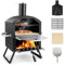 TANGZON Outdoor Pizza Oven, 2 Tier Wood-fired Pizza Maker with Waterproof Cover, Cooking Grill & Pizza Stone, Outdoor Garden Patio BBQ Pizza Cooker for Meat Fish Veg (1 Grill, 54 x 31 x 72 cm)