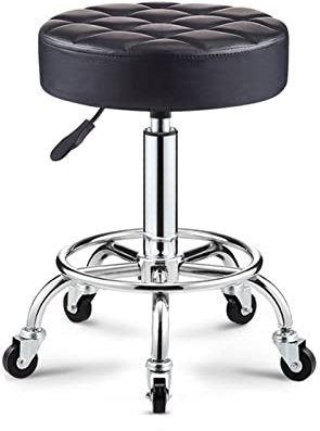 Drehhocker mit Rollen, rund, PU-Leder, Rollhocker, höhenverstellbar, Arbeitsstuhl, Büro-Schreibtischhocker für Spa, Salon, Tattoo, Arbeit, Mokka (Kaffee)