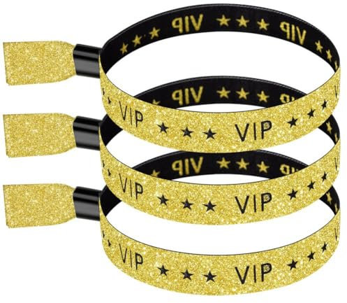 Richeyty 100Er-Pack VIP-Stoff-Event-ArmbäNder, Einfarbige Stoff-ArmbäNder, Farbige ArmbäNder für AktivitäTen, Partys (Gold)