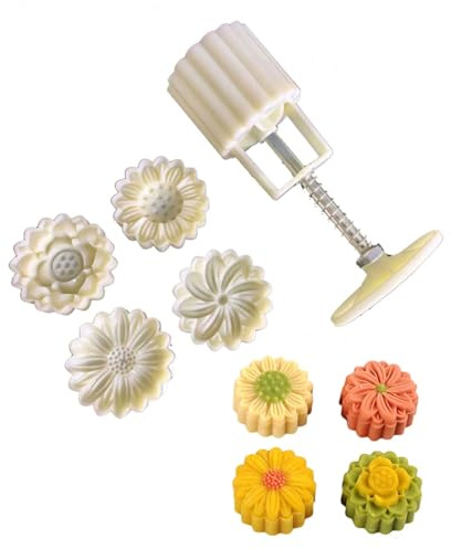 LOXGO Cookie Stamps Flower Pattern Mooncakes Molds Hand-Pressure Mooncakes Maker Making Bakings Tool For MidAutumn Festival Mooncakes Maker