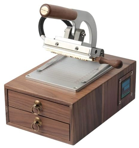 Retro Foliendruckmaschine, Buchstabenbronzmaschine, Manuelle Temperaturregelung Embosser mit dickem Charakterarmatur, beweglichem Schlitz, Abdeckplatte und 62-teiliges Modell