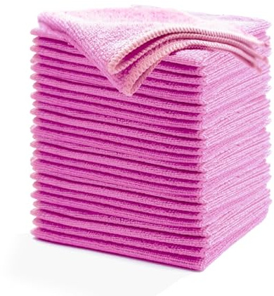 Stycypel 15 stück microfasertücher,mikrofaser reinigungstücher,microfasertuch Lappen,mikrofasertücher,putztücher tücher 30 x 30 cm,rosa