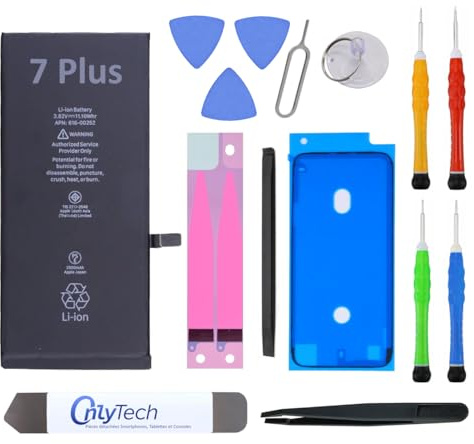OnlyTech - Batterie Premium de Remplacement pour iPhone 7 Plus - 2900mAh, qualité identique - Kit 12 Outils Professionnels et adhésif écran Inclus