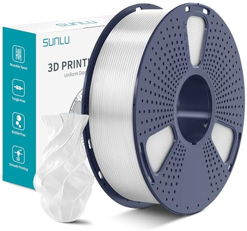 SUNLU PLA Plus 3D Drucker Filament, PLA+ Filament 1.75mm, robustes 3D Filament, kompatibel mit 3D FDM Druckern, Maßgenauigkeit +/- 0.02 mm, 1kgSpule(2.2Pfund), Transparente Farbe