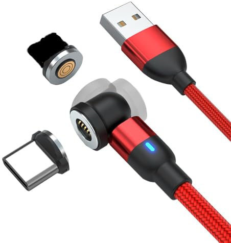 BITHAI 540° Rotating Magnetic Charger Cables, 2 in-1 Magneti c Phone Charger Cabl e 3A Fast Charger Cord USB C to USB C Magnetic Charging Cables for Type C/i-Products (3m)