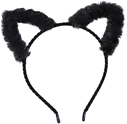 Healeved Kuscheliges Katzenohren Haarband Plüsch Stirnband Weich Leicht Tragbar Damen Karneval Fasching Party Zubehör