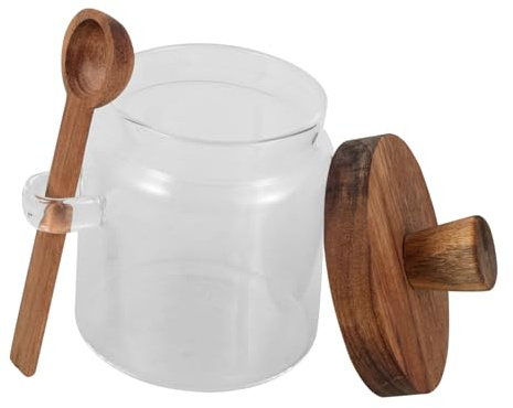 Cabilock Frasco De Vidrio Sellado Transparente Con Tapa y Cuchara Para Cocina Para Almacenar Especias y Usar La Mesa
