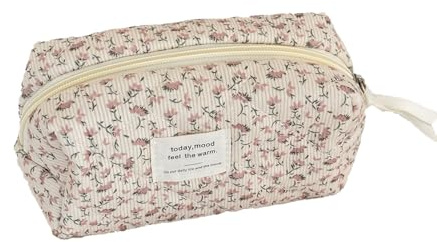 Qiwenr Blumenmuster Kulturtasche, Federmäppchen Bleistift, Kosmetiktasche, die Cartoon-Tasche ist Klein und süß und Kann als Spielzeugtasche, Schlüsseltasche Verwendet Werden, Geldtasche (Rosa)