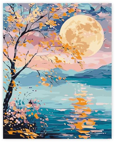 TARATH Pintura por Números Adultos, Kits de Pintura al óleo Pintada a Mano, Pintura por Números para Decoración del Hogar, Sin Marco, 40 x 50 cm (Puesta De Sol)