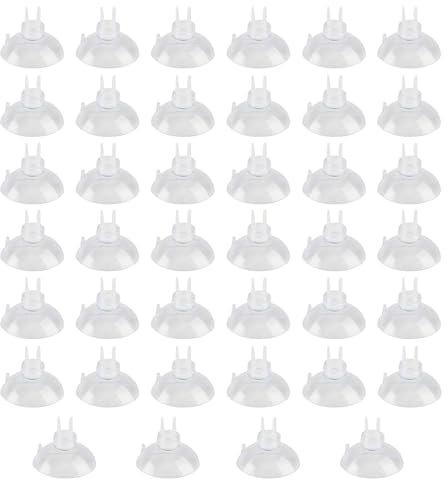 QUIIEOSKIA 40 Pack Aquarium Suction Cup Clips, Strong Hold for 3/16 Airline Tubing & Standard 4-6 mm ID Tubing - Essential Aquarium Accessories