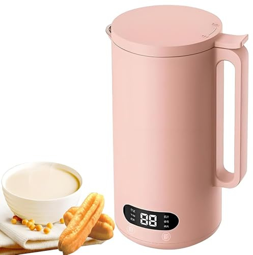 Nut Milk Maker 350ml – 8-in-1 Soy Milk Machine with LED Display, 12H Timer, Auto-Clean & Keep Warm, for Almond, Oat, Cashew, Coconut & Plant-Based Milks pink